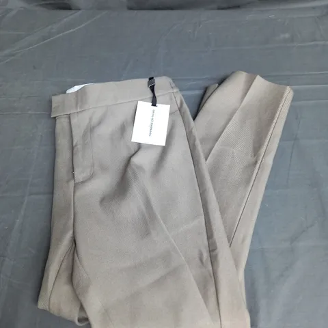 MANIERE DE VOIR SLIM FIT PLEATED TROUSERS IN TAUPE SIZE 36W