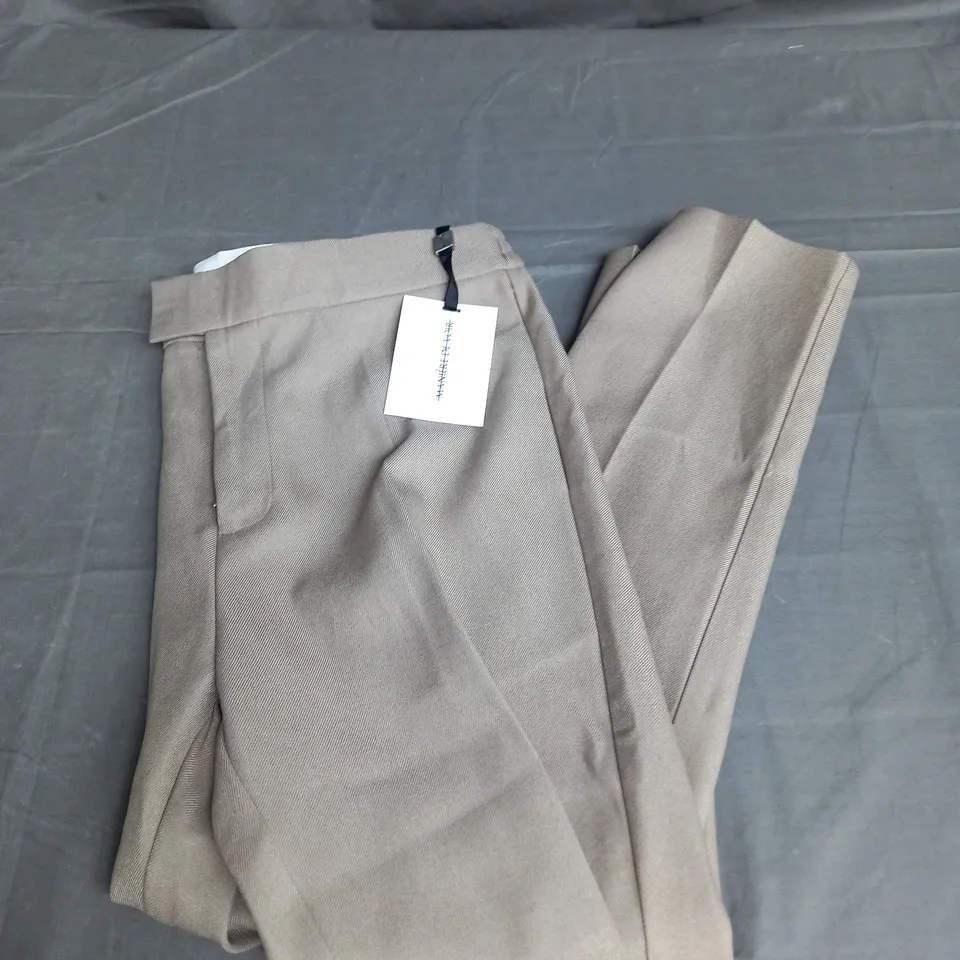 MANIERE DE VOIR SLIM FIT PLEATED TROUSERS IN TAUPE SIZE 36W