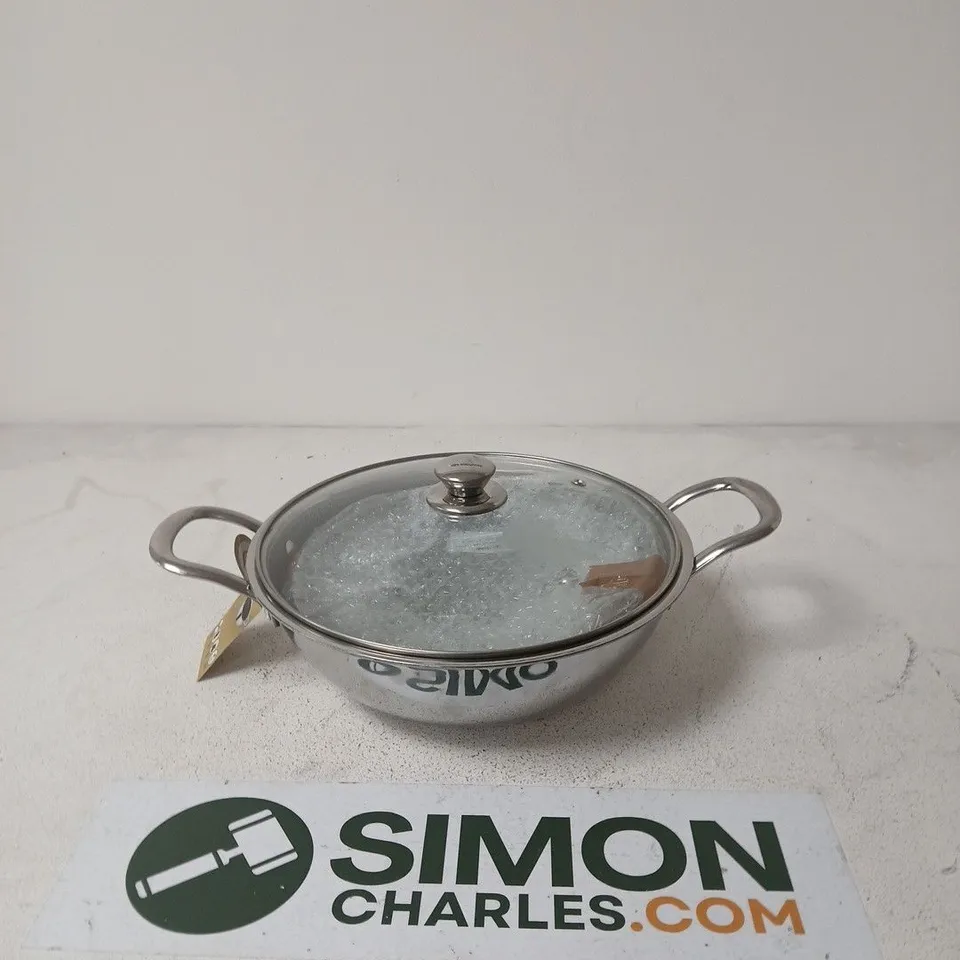 STAINLESS STEEL SAUCEPAN WITH GLASS LID AND TWO HANDLES