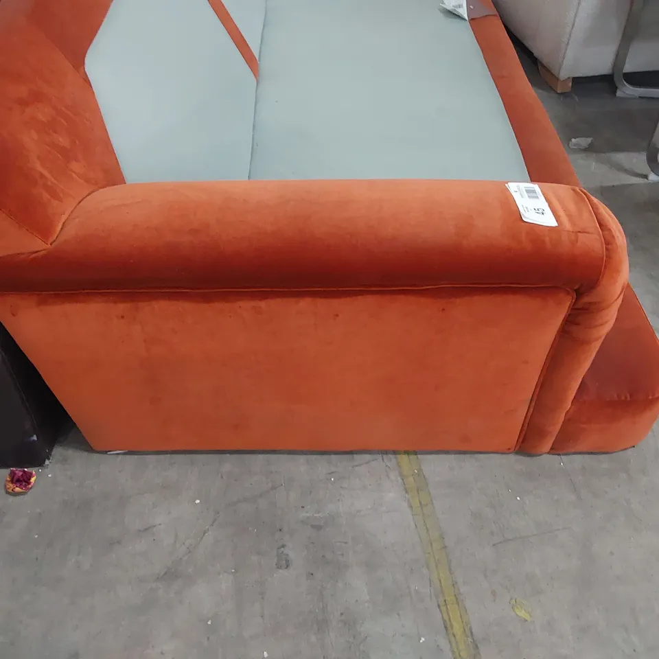 THREE SEATER SOFA FRAME BURN ORANGE PLUSH FABRIC 
