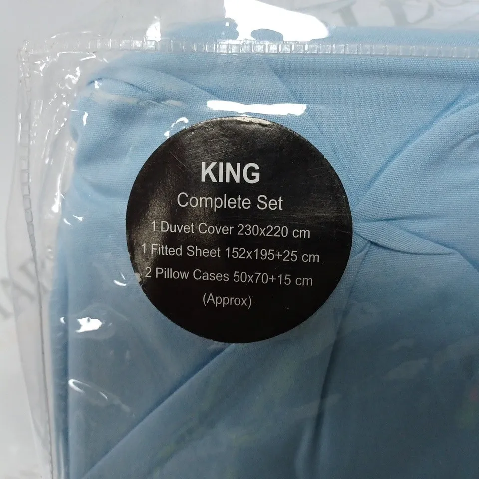 4 PIECE BED SET PALE BLUE KING SIZE