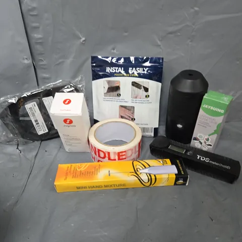 APPROXIMATELY 12 ASSORTED HOUSEHOLD ITEMS TO INCLUDE UNIVERSAL SUPER GLUE, MINI HAND MIXER, FRAGILE TAPE, ETC