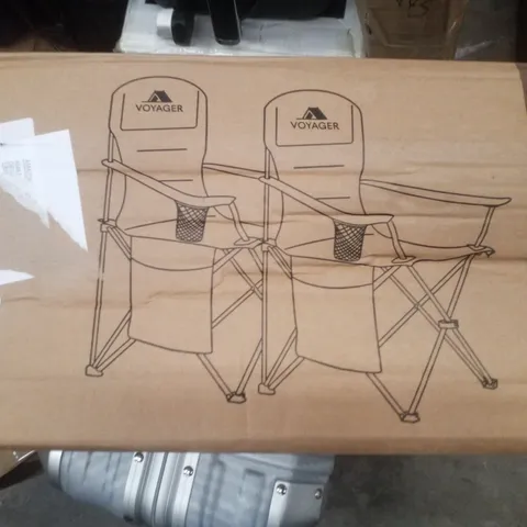 BOXED VOYAGER SET OF 2 CAMPING CHAIRS WITH POUCH - RED