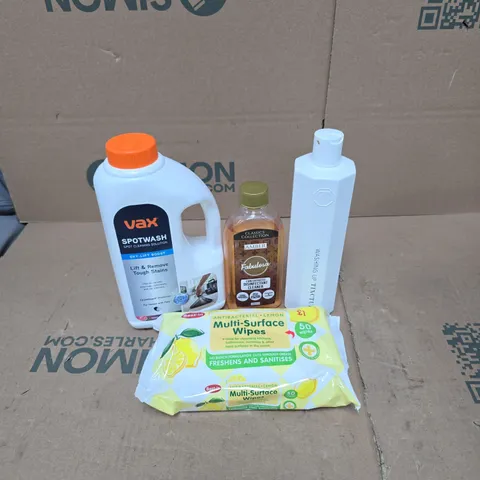TOTE OF APPROXIMATELY 15 ASSORTED HOUSEHOLD ITEMS TO INCLUDE VAX SPOTWASH, CLEANING WIPES, WASHING UP TINCTURE ETC