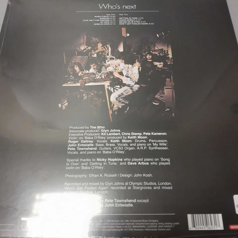 THE WHO WHO'S NEXT LIMITED EDITION PICTURE DISC VINYL