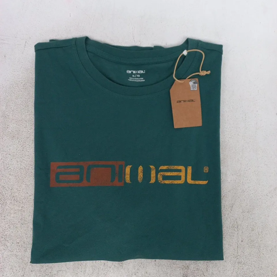 ANIMAL CLASSICO MEN'S LOGO T-SHIRT IN TEAL SIZE XL