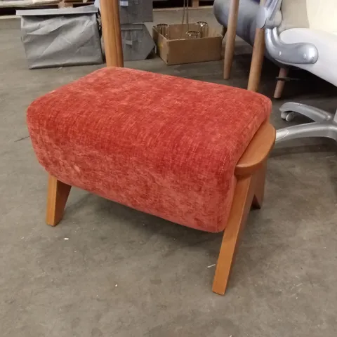 KYAJAH SOLID WOOD CHENILLE UPHOLSTERED OTTOMAN - ORANGE