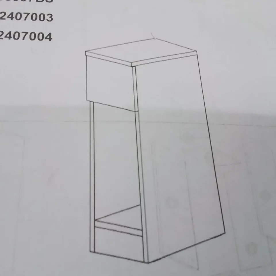 BOXED WHITE BEDSIDE TABLE 