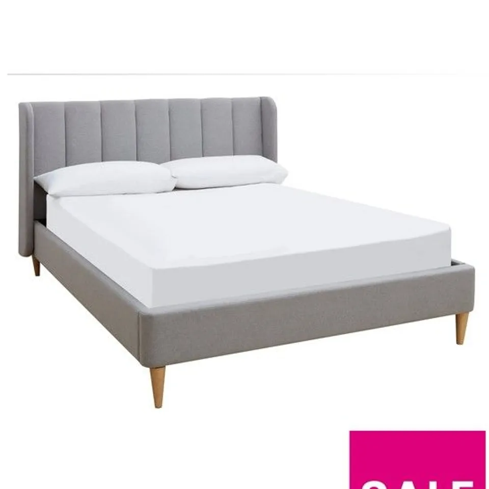 BOXED NOOK DOUBLE BEDFRAME IN GREY - 2 BOXES COMPLETE
