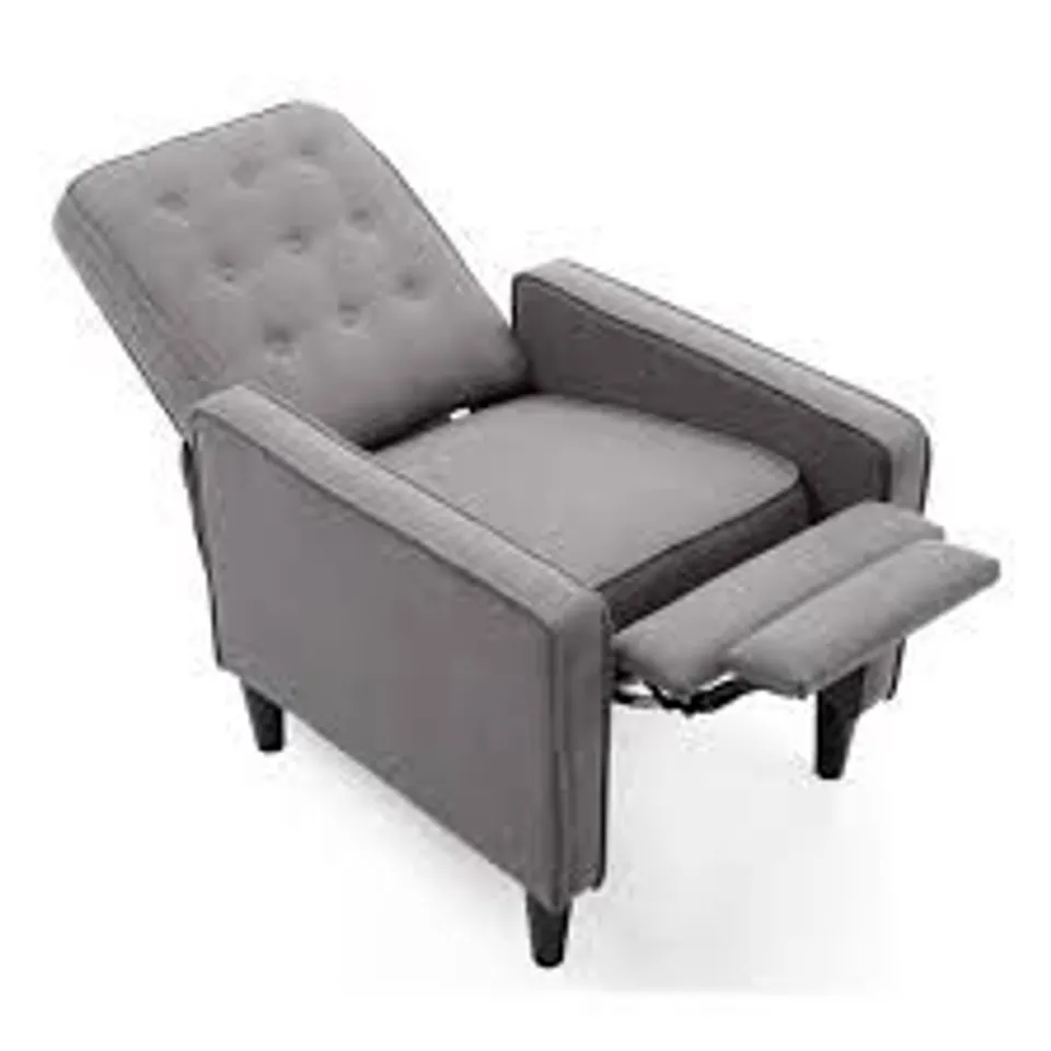 BOXED DESIGNER PUSH BACK FABRIC RECLINER CHAIR GREY FABRIC