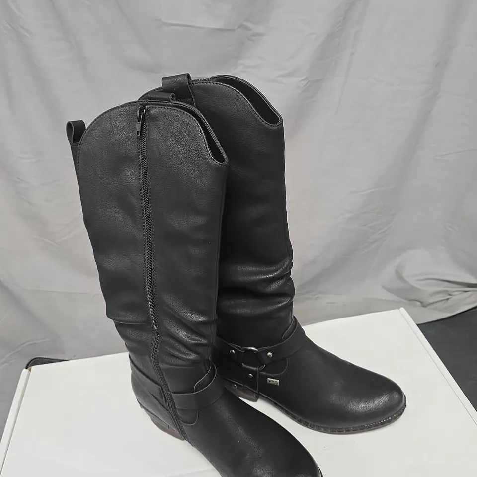 RIEKER BLACK LEATHER KNEE-HIGH BOOTS – EU SIZE 40