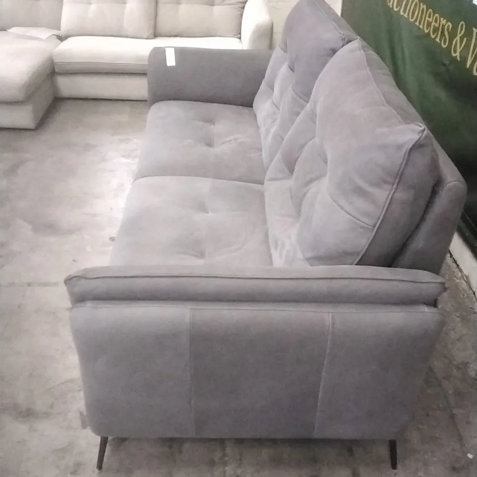 QUALITY ITALIAN BLOZANO ELECTRIC RECLINER DARK GREY FABRIC UPHOLSTERED THREE SEATER SOFA 