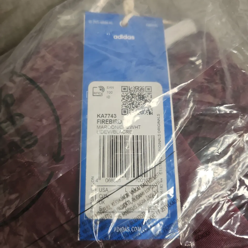 ADIDAS FIREBIRD TP TRACK PANTS – MAROON/WHITE, SIZE L