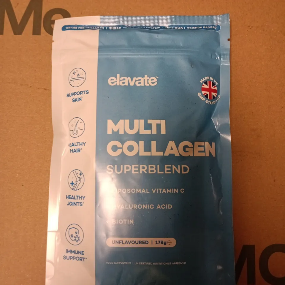ELAVATE MULTI COLLAGEN SUPERBLEND – VITAMIN C, HYALURONIC ACID & BIOTIN (UNFLAVOURED) 178G