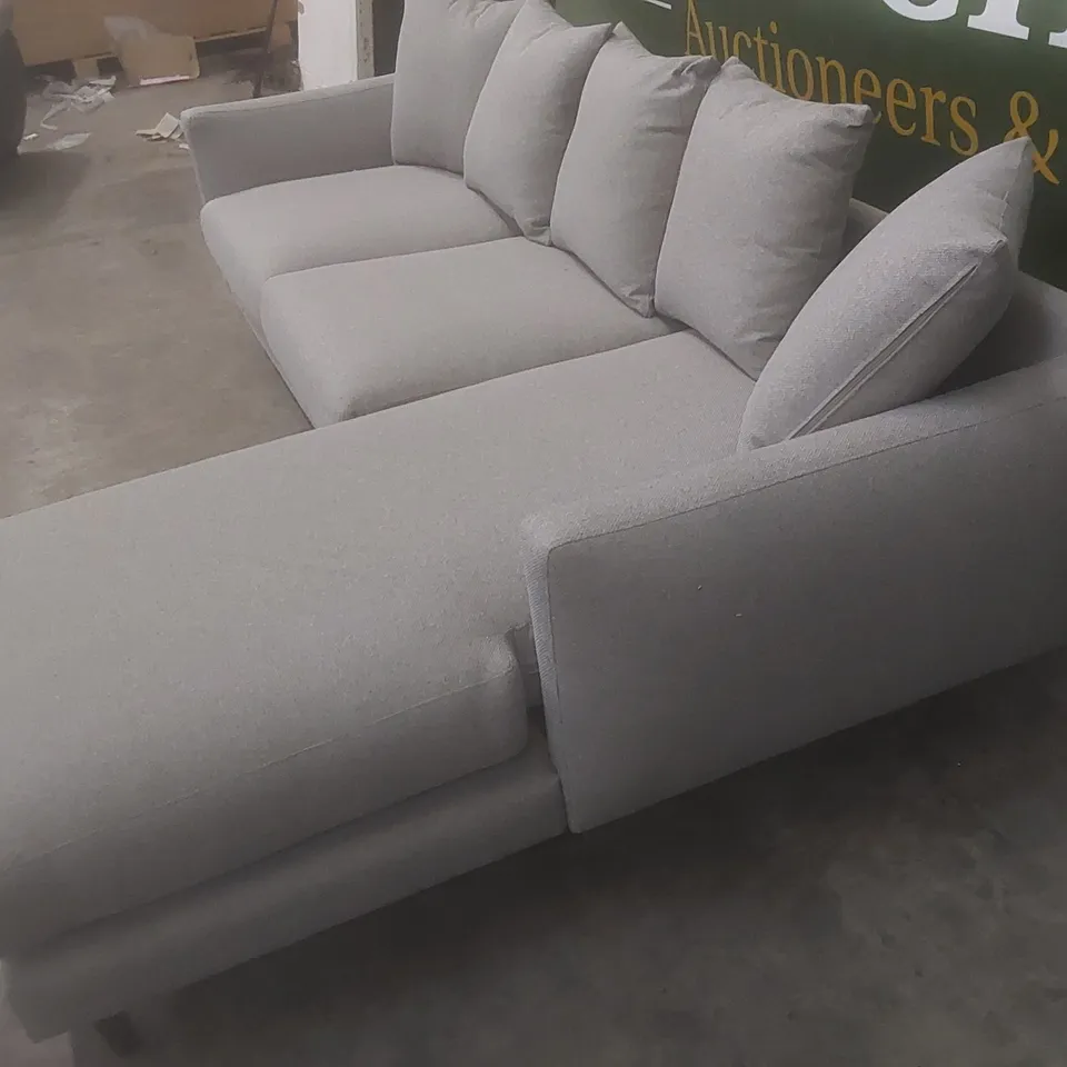 DESIGNER FABRIC UPHOLSTERED CHAISE SOFA - GREY