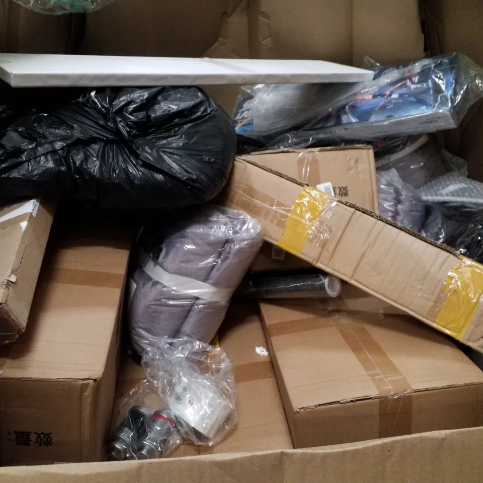 PALLET OF ASSORTED PRODUCTS INCLUDING FLEECE BLANKET, GRAB BAR, FOAM ACTIVITY BALL PIT, WALLPAPER FILM, LAPTOP BAG