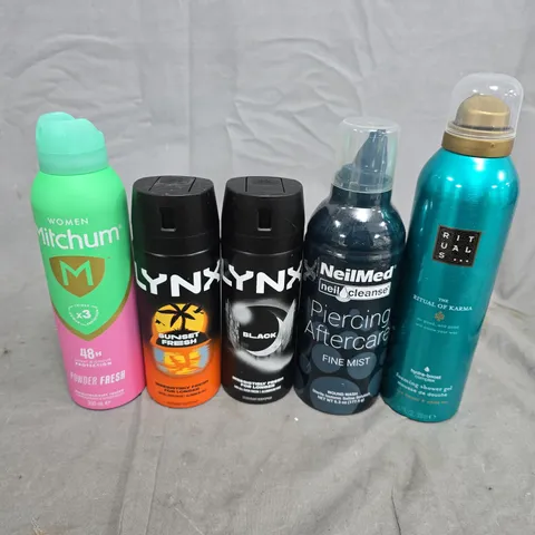 APPROXIMATELY 10 ASSORTED AEROSOLS TO INCLUDE LYNX RITUALS AND SURE MEN