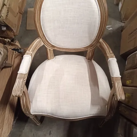 BOXED WOOD/LUXE FABRIC CHAIR - VINTAGE OAK - CREAM