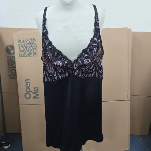 POUR MOI? NEW ROMANCE HIGH APEX CHEMISE BLACK/ROSE SIZE 18