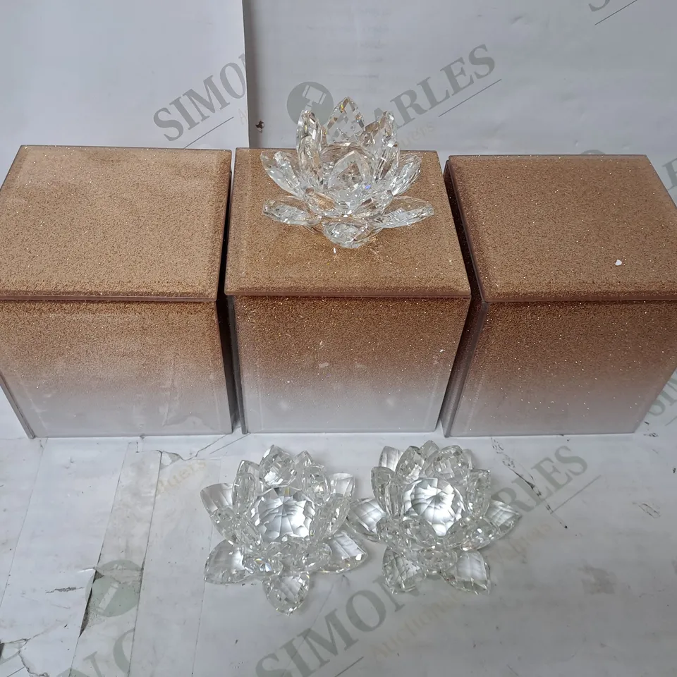 JM BY JULIEN MACDONALD SET OF 3 GLITTER GLASS TRINKET BOXES