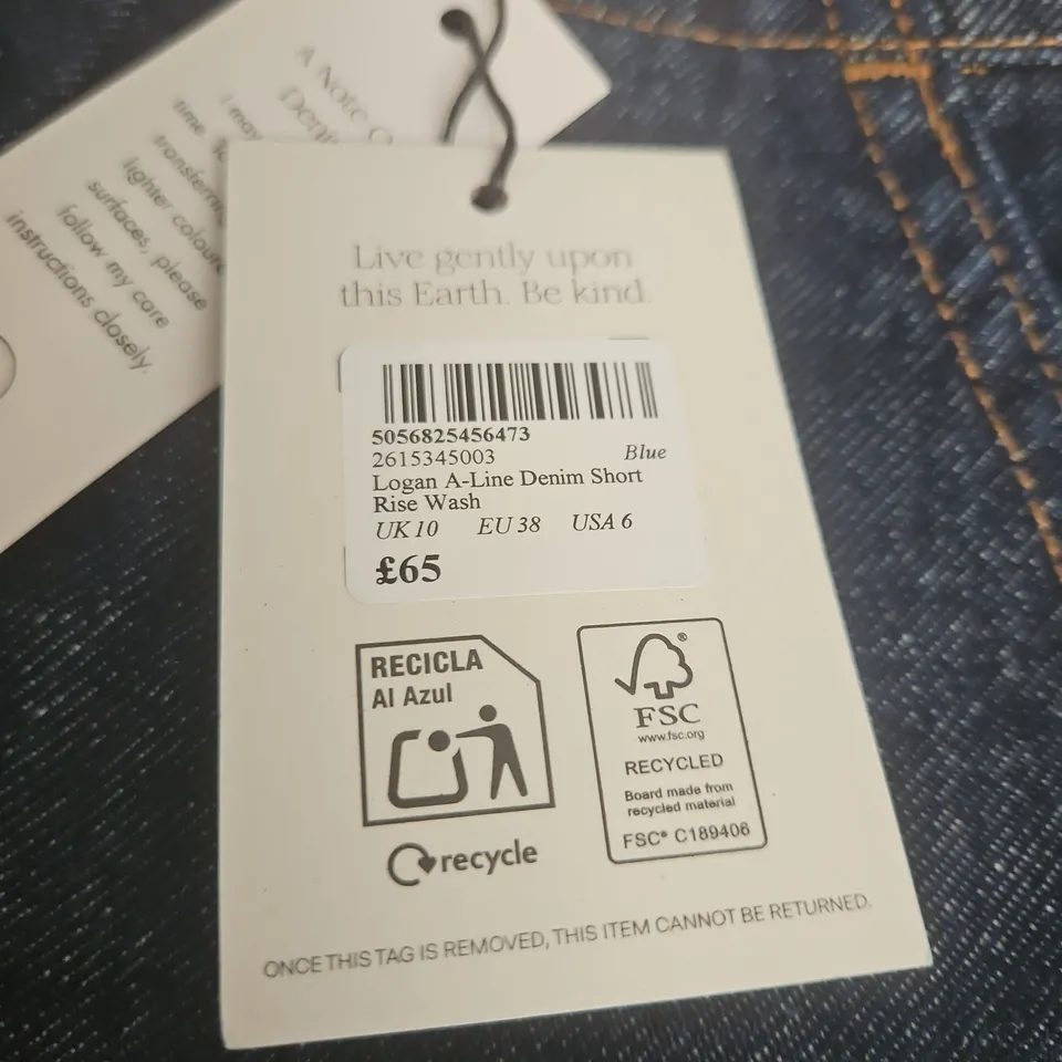 NOBODYS CHILD LOGAN A-LINE DENIM SHORTS IN RISE WASH - UK 10