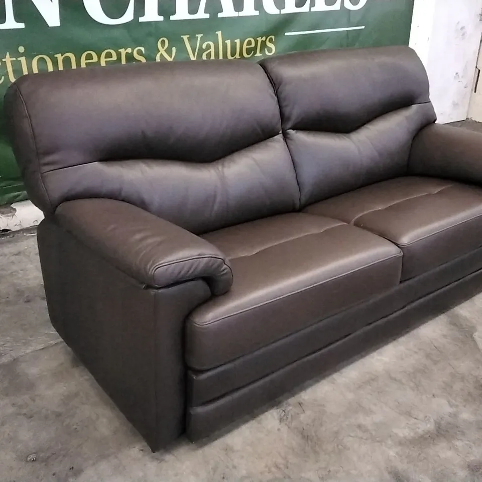 QUALITY BRITISH DESIGNED & MANUFACTURED G PLAN STRATFORD 3 SEATER SOFA CAPRI CHOCOLATE LEATHER