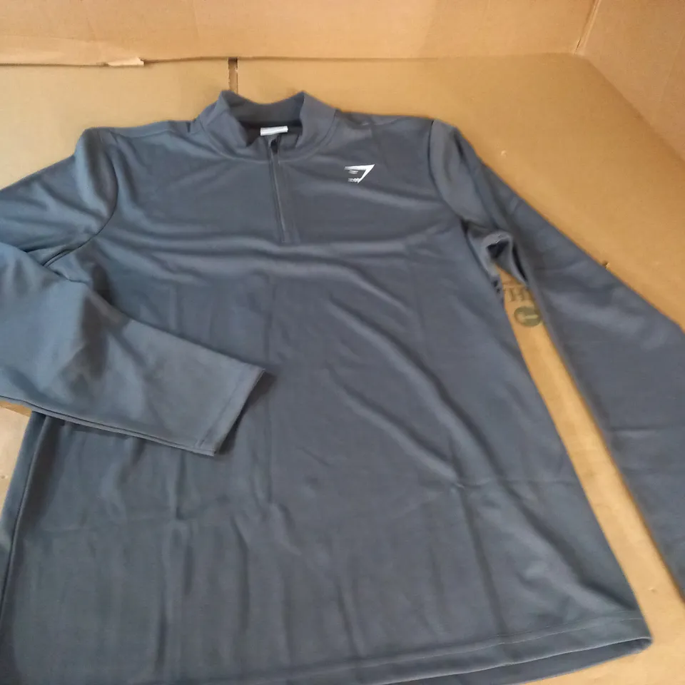 GYMSHARK GREY 1/4 ZIP TRAINING TOP - L