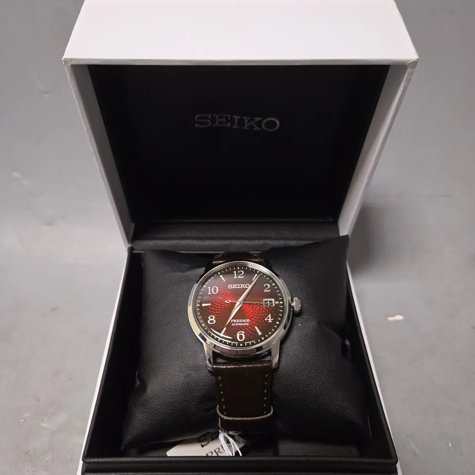 BOXED SEIKO PRESAGE COCKTAIL COLLECTION 38.5MM RED DIAL MENS WATCH