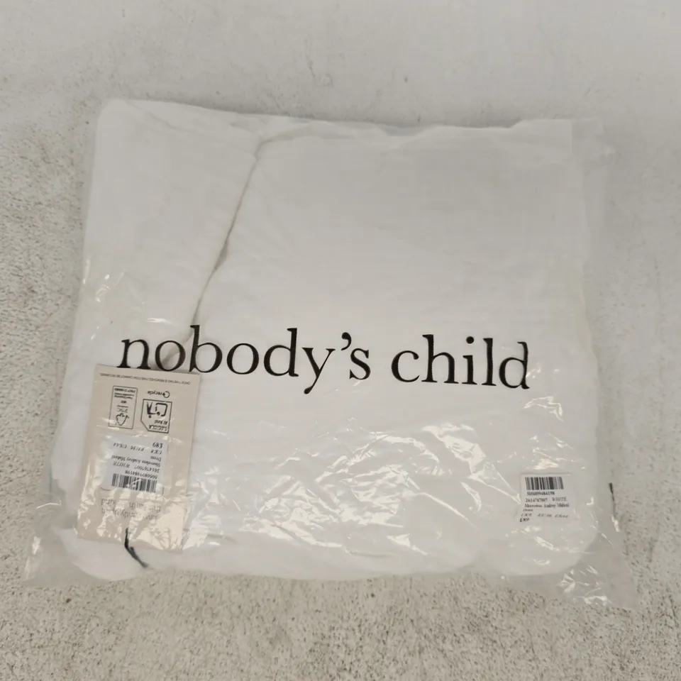 BAGGED NOBODY'S CHILD SLEEVELESS AUDREY MIDAXI DRESS IN WHITE SIZE UK 8