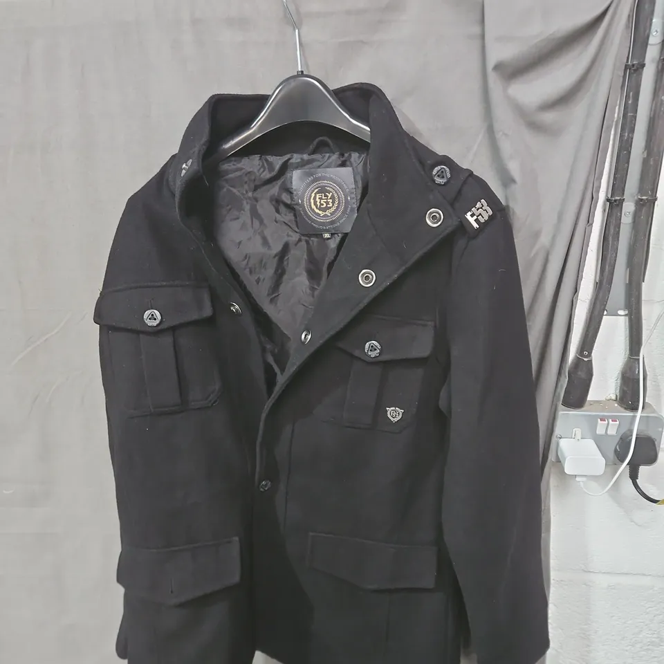 FLY53 BLACK FIELD JACKET – XL, MEN’S OUTERWEAR
