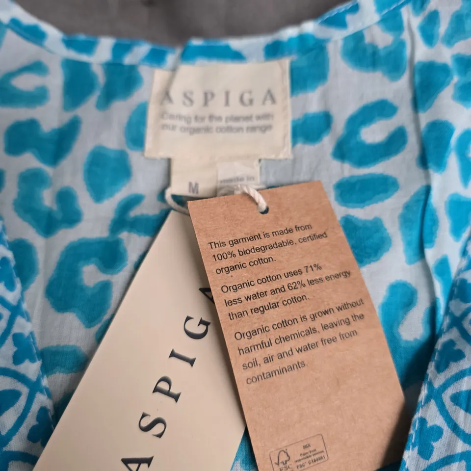ASPIGA WOMEN'S DRESS - BLUE LEOPARD PRINT, ORGANIC COTTON (M)