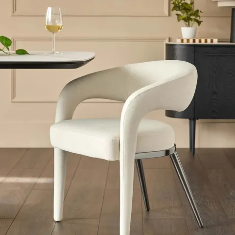 BOXED DANETTI RHETT CREAM PLUSH FABRIC DINING CHAIR