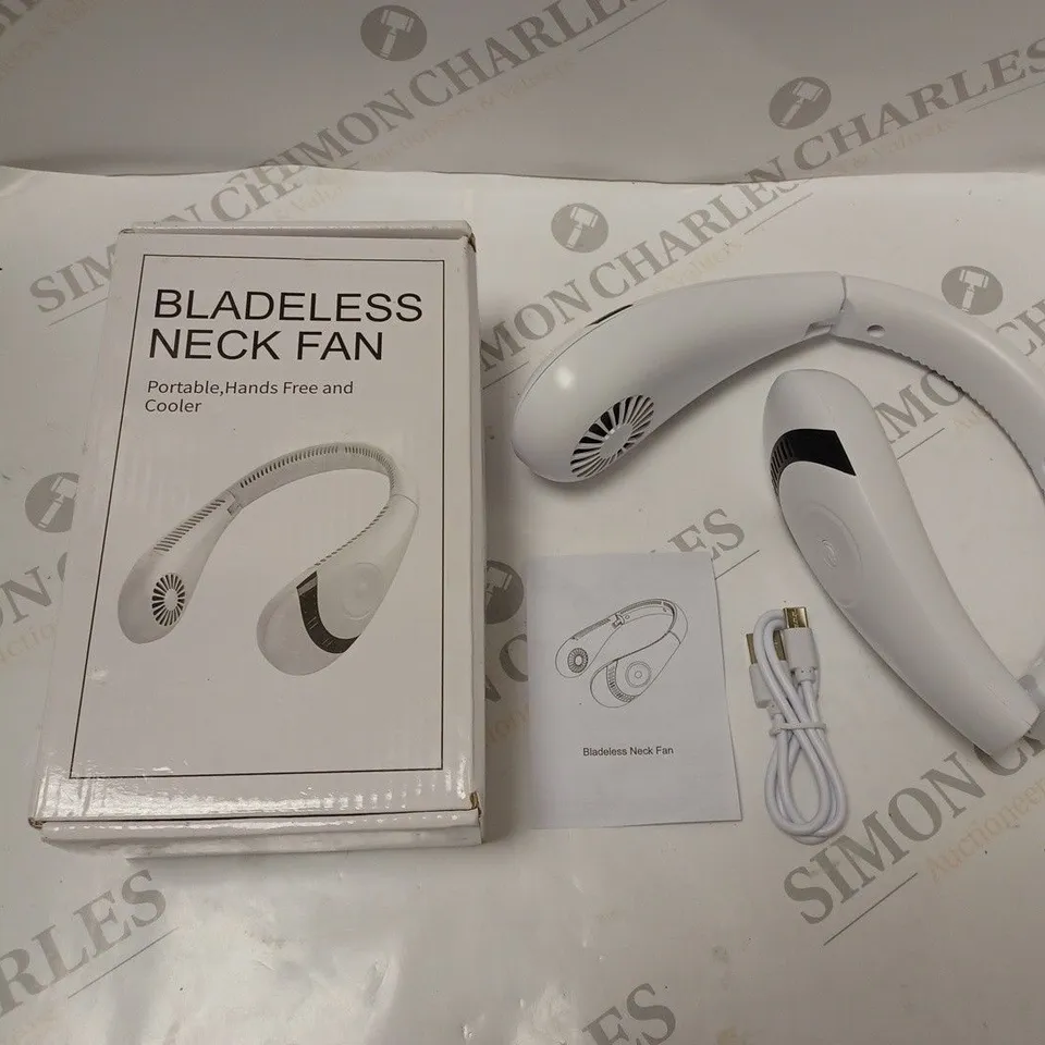 BOXED FOLDABLE BLADELESS NECK FAN WITH USB CABLE AND INSTRUCTIONS