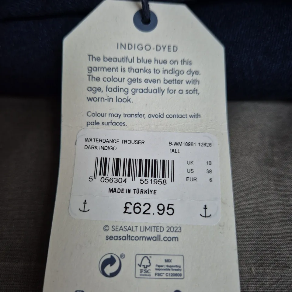SEASALT CORNWALL WATERDANCE TAPERED ANKLE TROUSERS – DARK INDIGO, TALL, UK 10