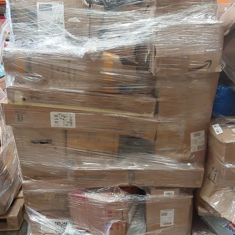 PALLET CONTAINING VARIOUS ASSORTED BOXED ITEMS TO INCLUDE, LUGGAGE CASE IN WHITE, STANDING DESK FRAME, AIR FRYER AND LOTS MORE UNMARKED BOXED ITEMS 