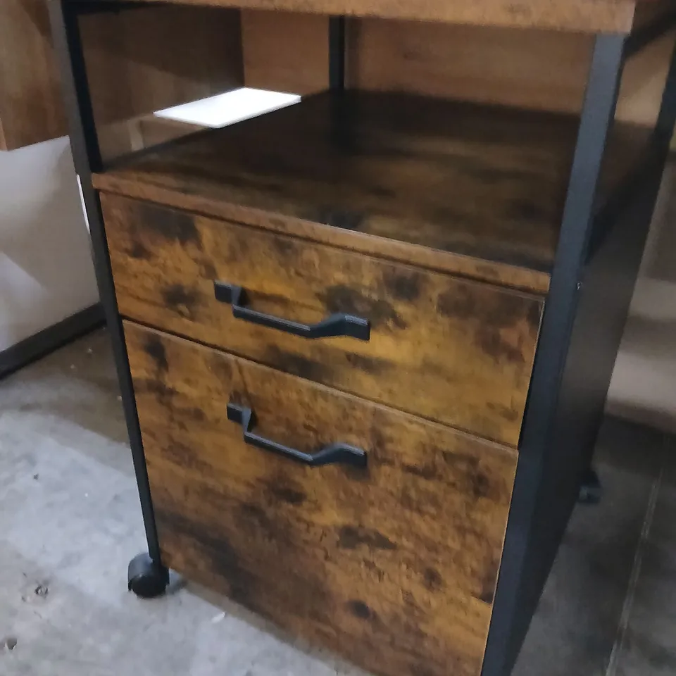 DESIGNER MAHOGANY EFFECT PORTABLE TWO DRAWER BEDSIDE