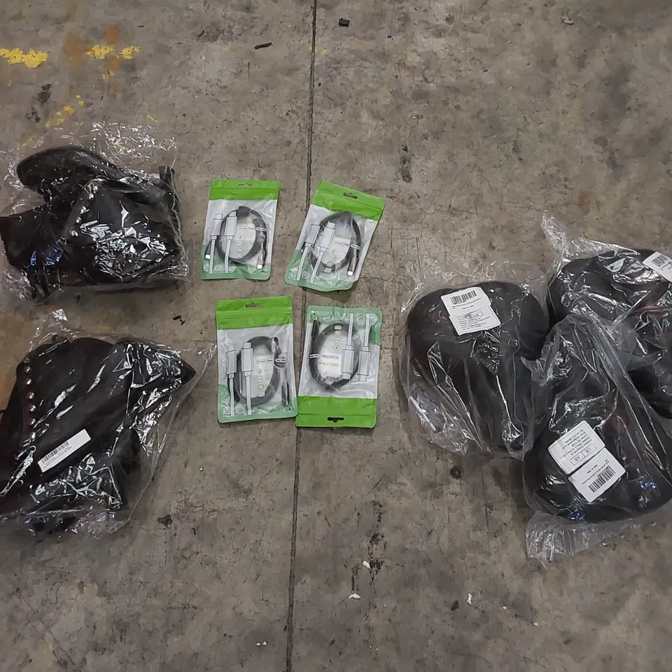 PALLET OF ASSORTED HOUSEHOLD ITEMS AND CONSUMER PRODUCTS. INCLUDES BIKE SEATS, CHARGING CABLES, WOMEN'S SHOES ETC 