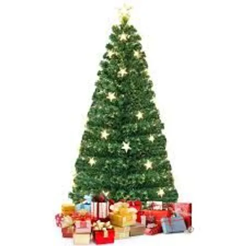 BOXED COSTWAY PRE LIT WARM WHITE STAR FIBRE OPTIC LED ARTIFICIAL CHRISTMAS TREE 5FT