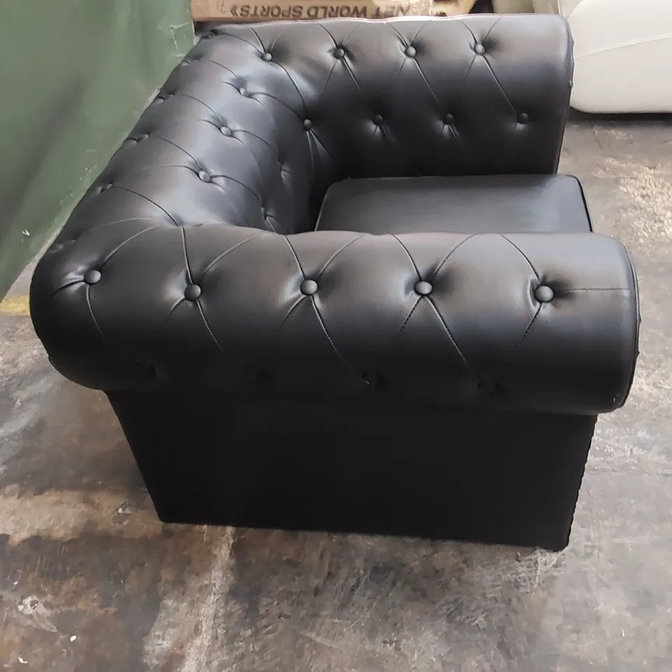 ALESTE VEGAN LEATHER ARMCHAIR - BLACK