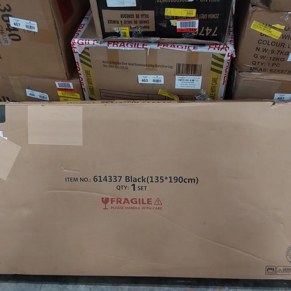 BOXED 135CM METAL BED FRAME IN BLACK (1 BOX)