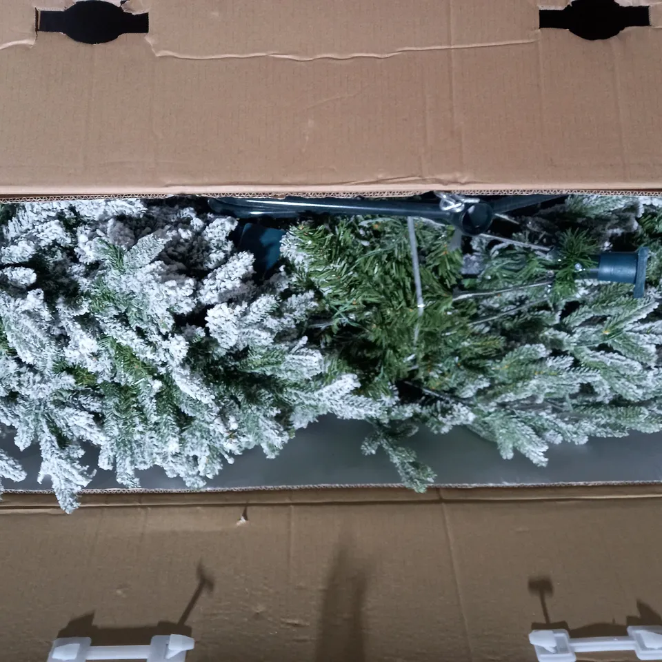 SANTA'S BEST 116 FUNCTION PRE-LIT GUMDROP AUBURN CHRISTMAS TREE - 7FT, SNOW KISSED