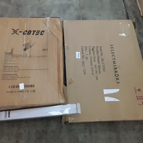 PALLET OF ASSORTED PRODUCTS INCLUDING SELECT MIRRORS RHONE, WHEELBARROW, ROLLER BLINDS, HOLLYWOOD MAKEUP MIRROR