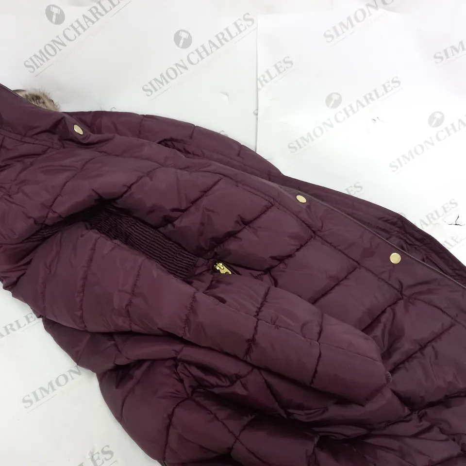 JOULES LONG PADDED COAT IN PURPLE - 12