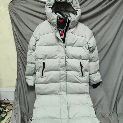 SUPERDRY MICROFIBRE LONGLINE PUFFER JACKET – GREY, UK 10