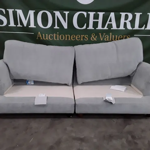 QUALITY DESIGNER BEAUMARIS 4 SEATER SOFA - PALE STEEL FABRIC