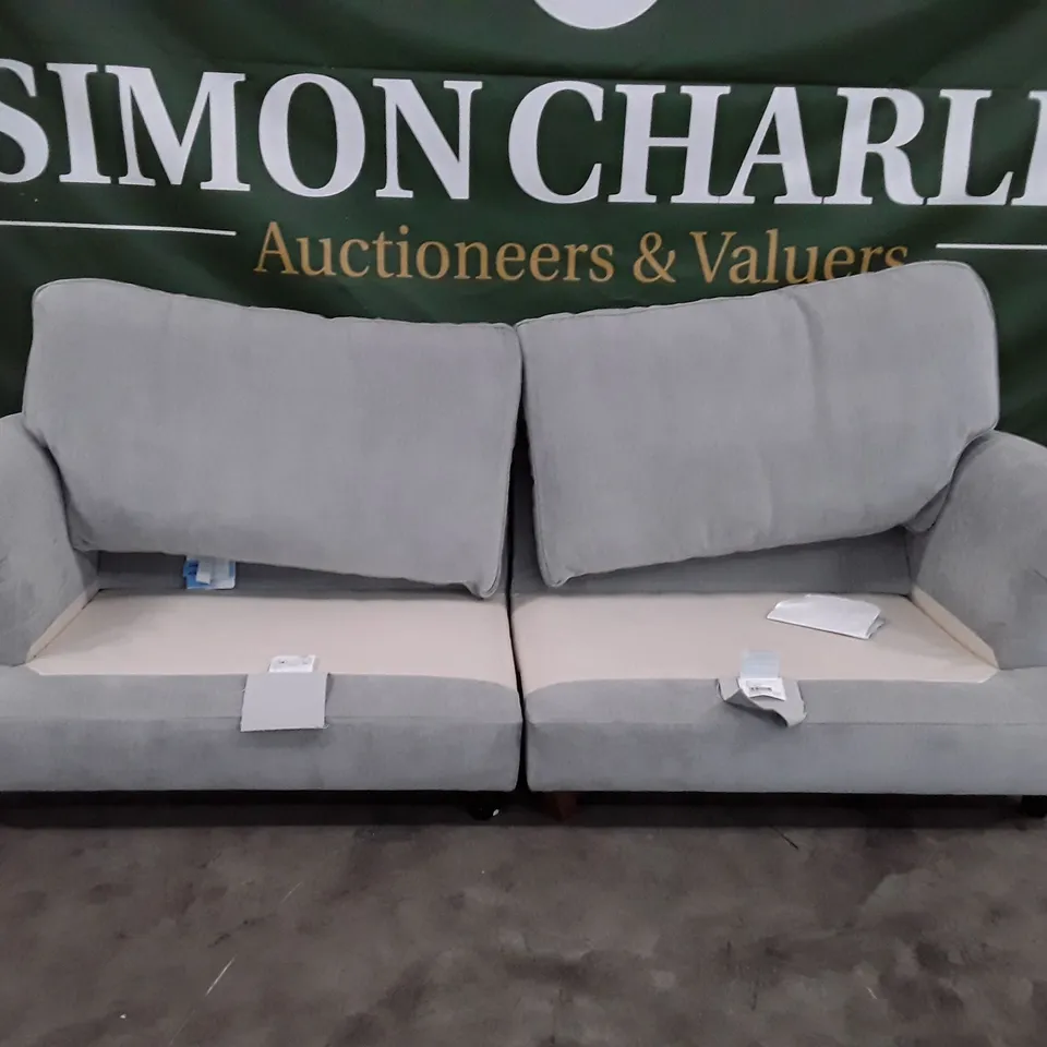 QUALITY DESIGNER BEAUMARIS 4 SEATER SOFA - PALE STEEL FABRIC
