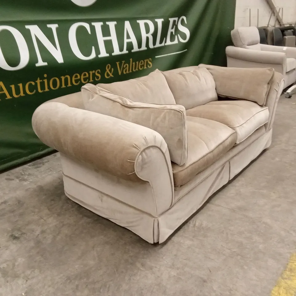 DESIGNER LARGE 2 SEATER SOFA IN CHAMPAGNE FABRIC