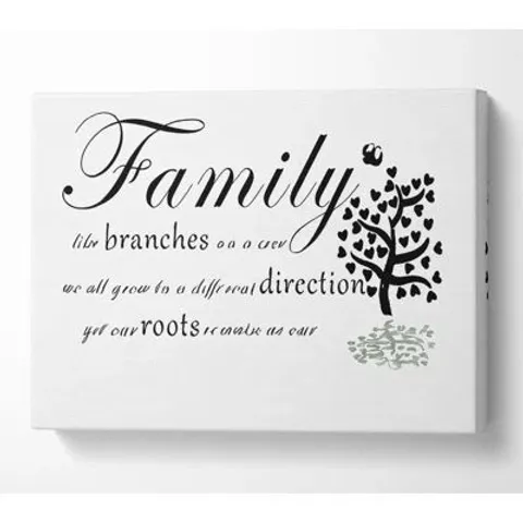 FAMILY QUOTE FAMILY ARE LIKE BRANCHES WHITE - WRAPPED CANVAS ART
