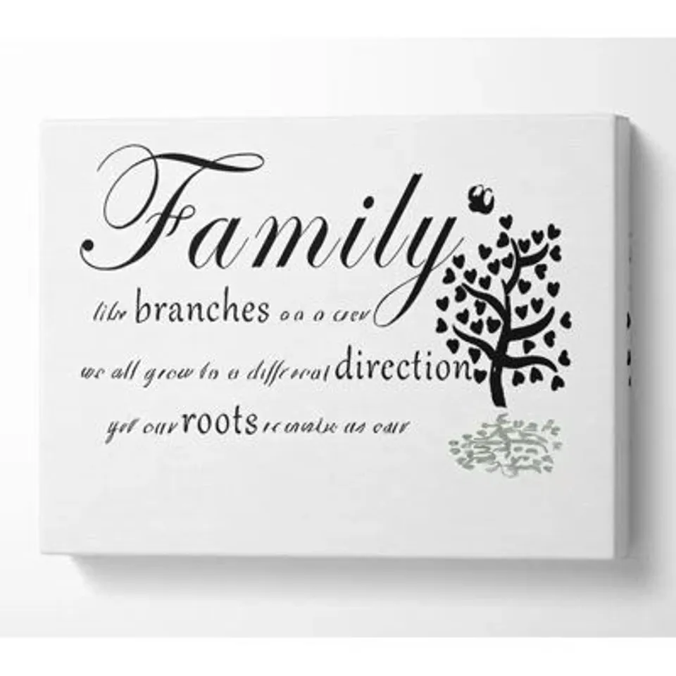 FAMILY QUOTE FAMILY ARE LIKE BRANCHES WHITE - WRAPPED CANVAS ART