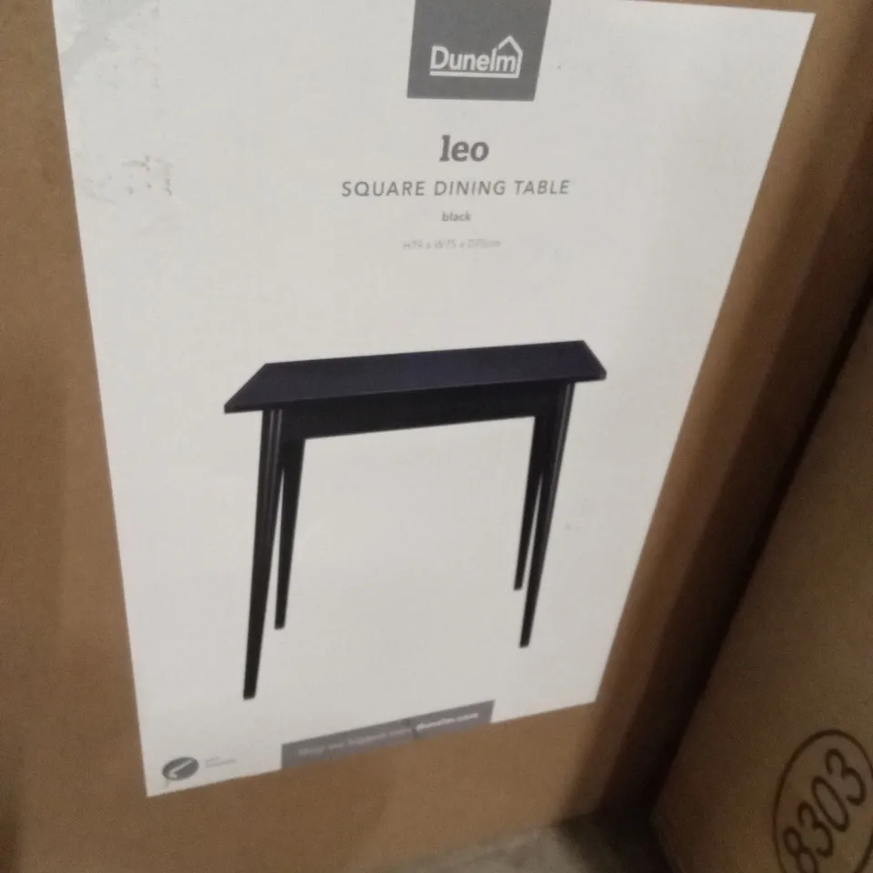 BOXED LEO SQUARE DINING TABLE - BLACK (1 BOX)
